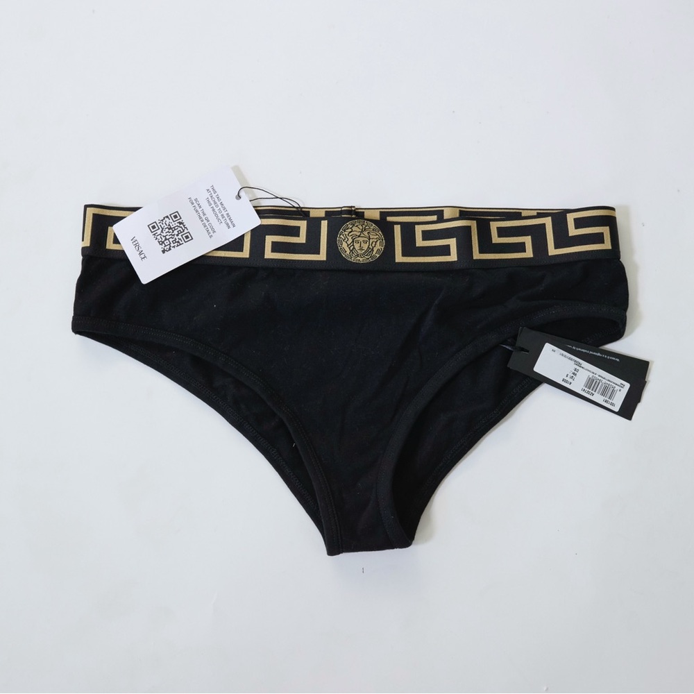 Versace Black and Gold Thong Bottom